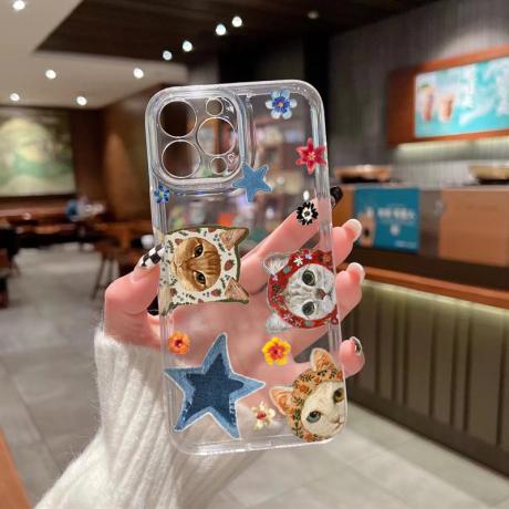 搞怪套头猫咪手机壳适用iPhone17透明全包16pro防摔保护套