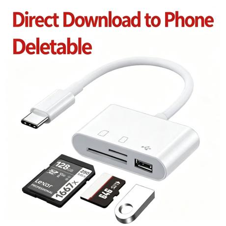 Type-C 轉 USB SD 卡、TF 卡 多功能適配器 OTG 讀卡器，手機、平板和電腦三合一連接