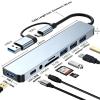 Type-C/USB 8 合 1 雙頭擴展塢，筆記本電腦 USB3.0 集線器，Type-C 擴展塢