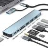 Type-C/USB 8 合 1 雙頭擴展塢，筆記本電腦 USB3.0 集線器，Type-C 擴展塢
